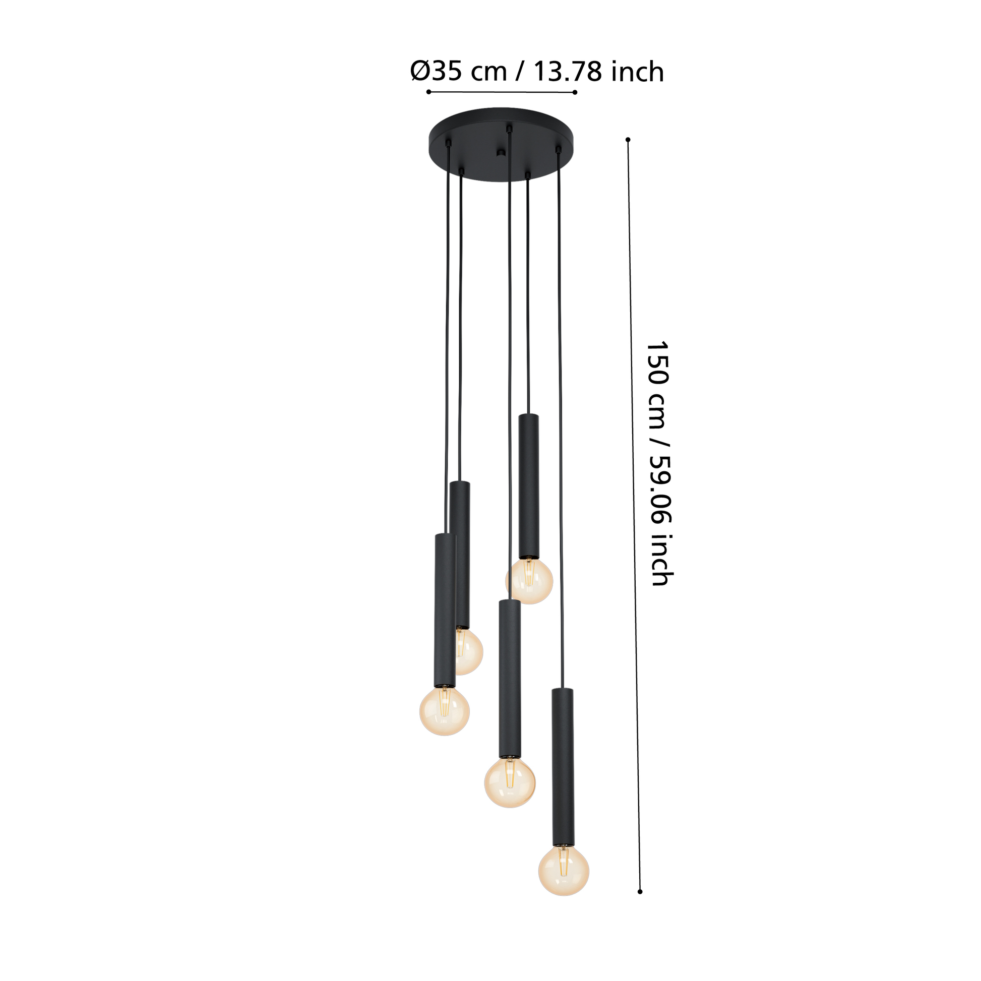 Осветително тяло висящо CORTENOVA Black 5xE27 Eglo