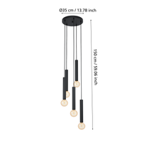 Осветително тяло висящо CORTENOVA Black 5xE27 Eglo