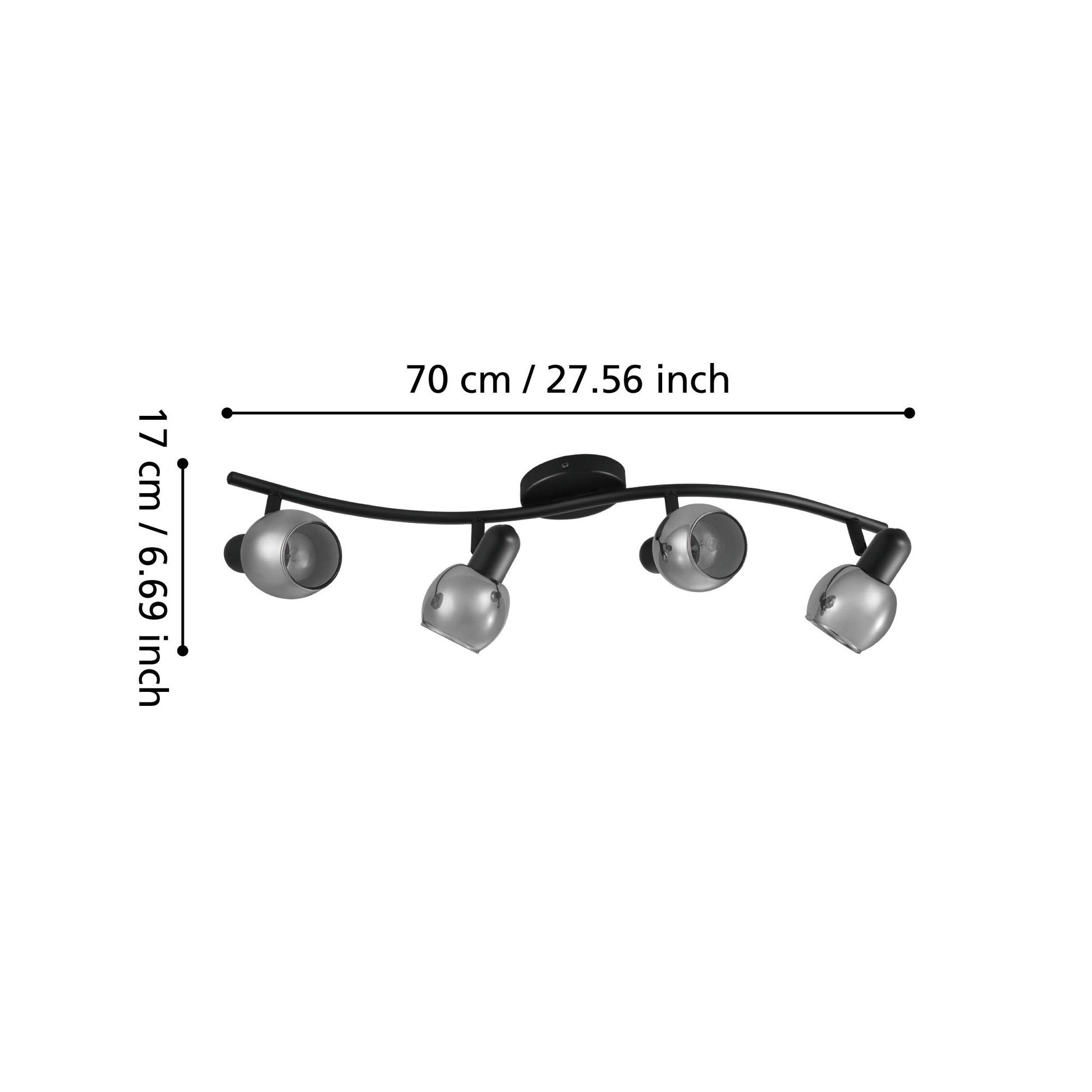 Осветително тяло с 4 регулируеми спота Black POLLICA 64CM