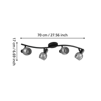 Осветително тяло с 4 регулируеми спота Black POLLICA 64CM