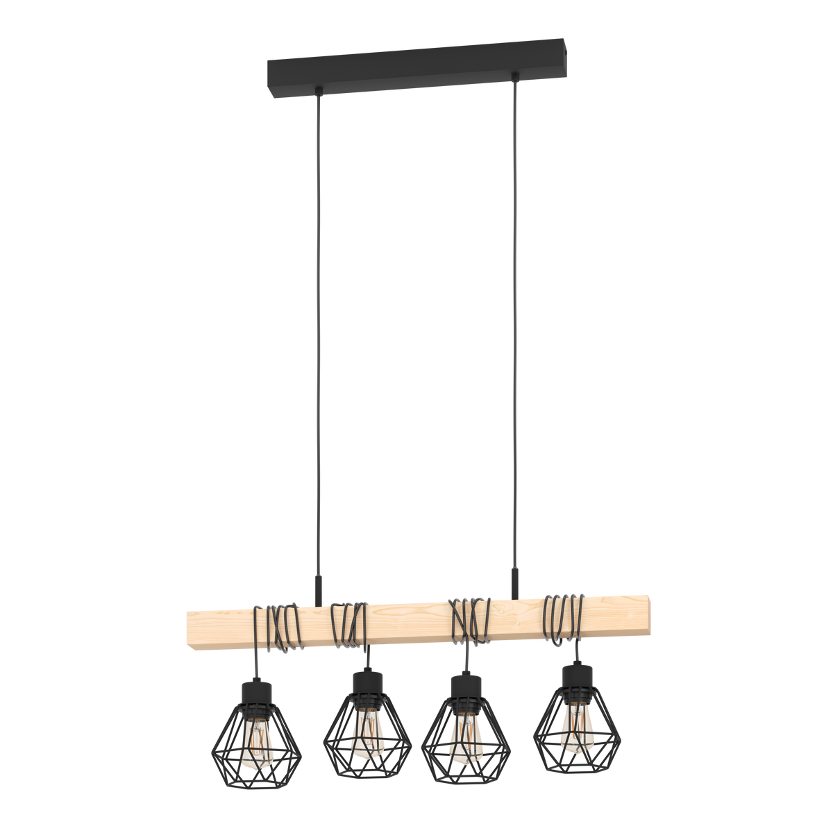 Lustra Suspendata TOWNSHEND Black & Wood Eglo Chandeliers