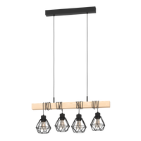 Lustra Suspendata TOWNSHEND Black & Wood Eglo Chandeliers