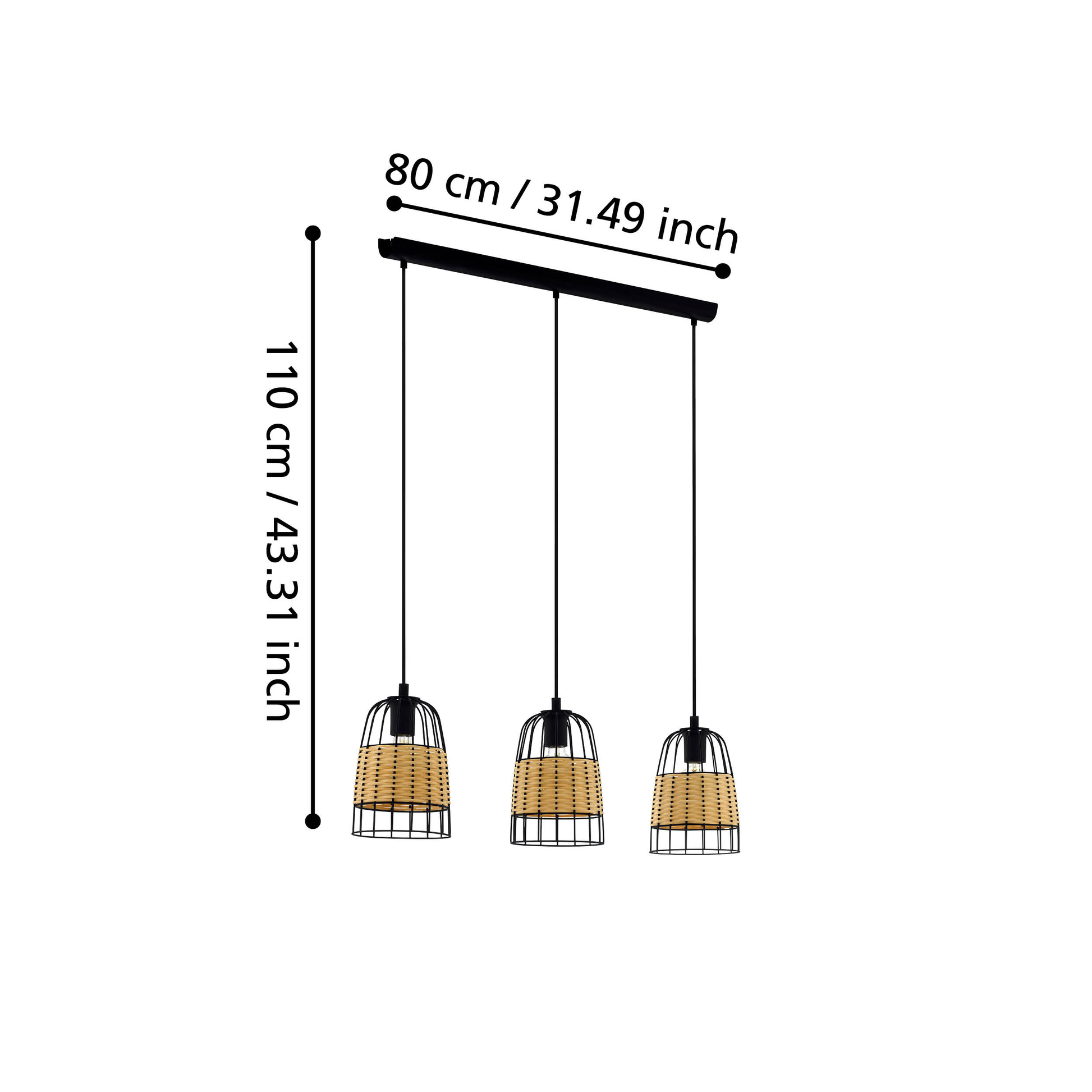 Окачено осветително тяло ANWICK Wood 110CM