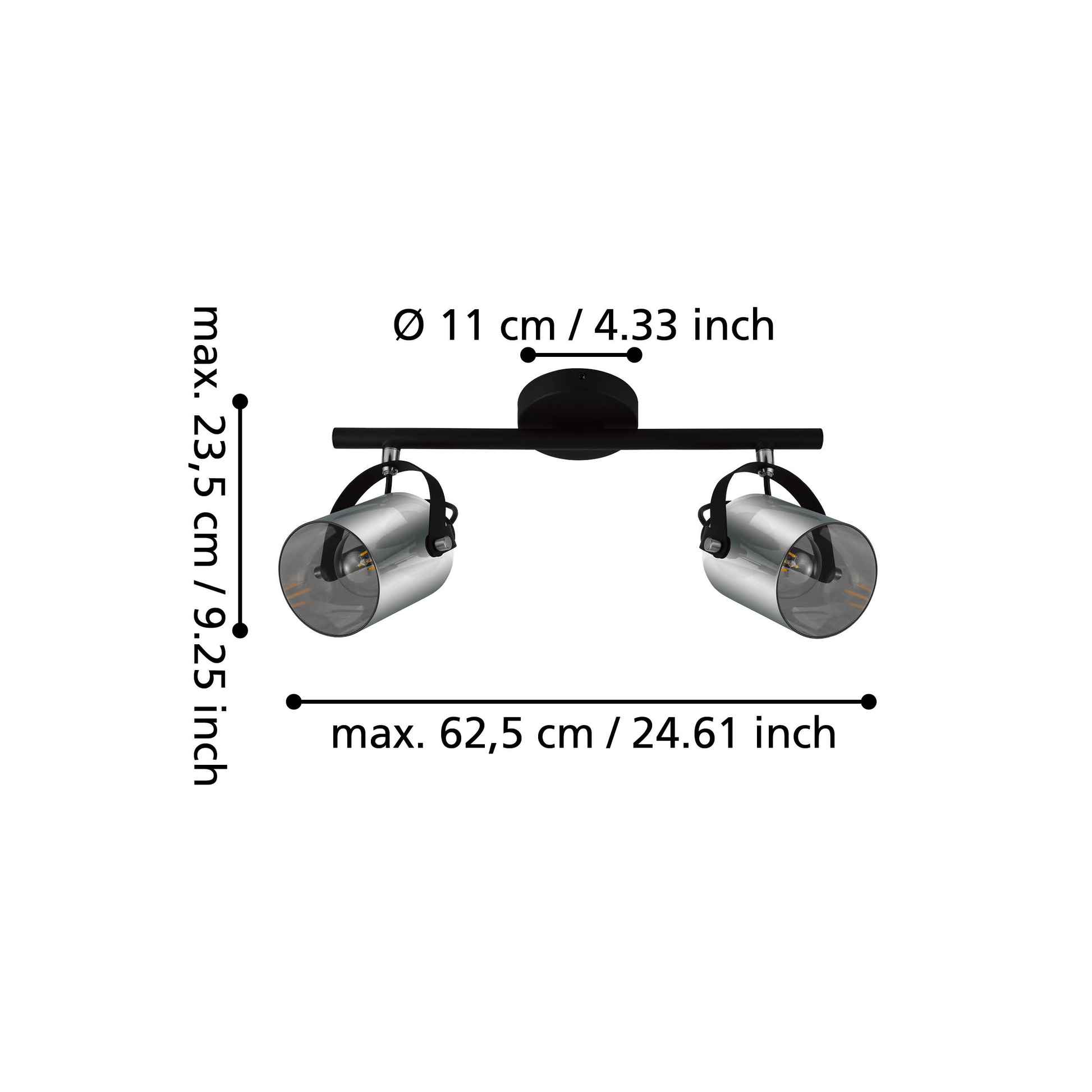 Осветително тяло с 2 регулируеми спота Black BERREGAS 44CM