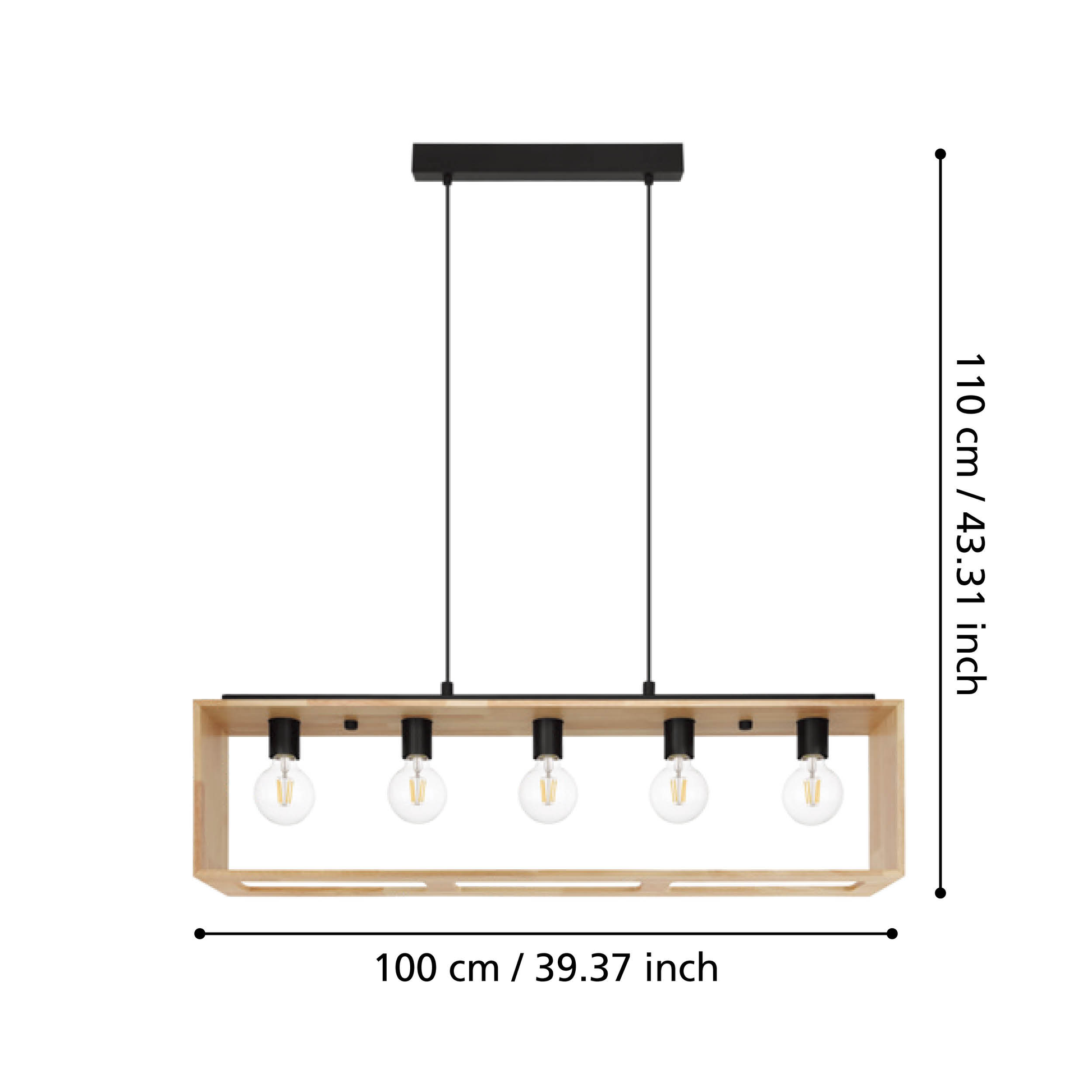 Осветително тяло тип пендел FAMBOROUGH Black & Wood 100x16CM