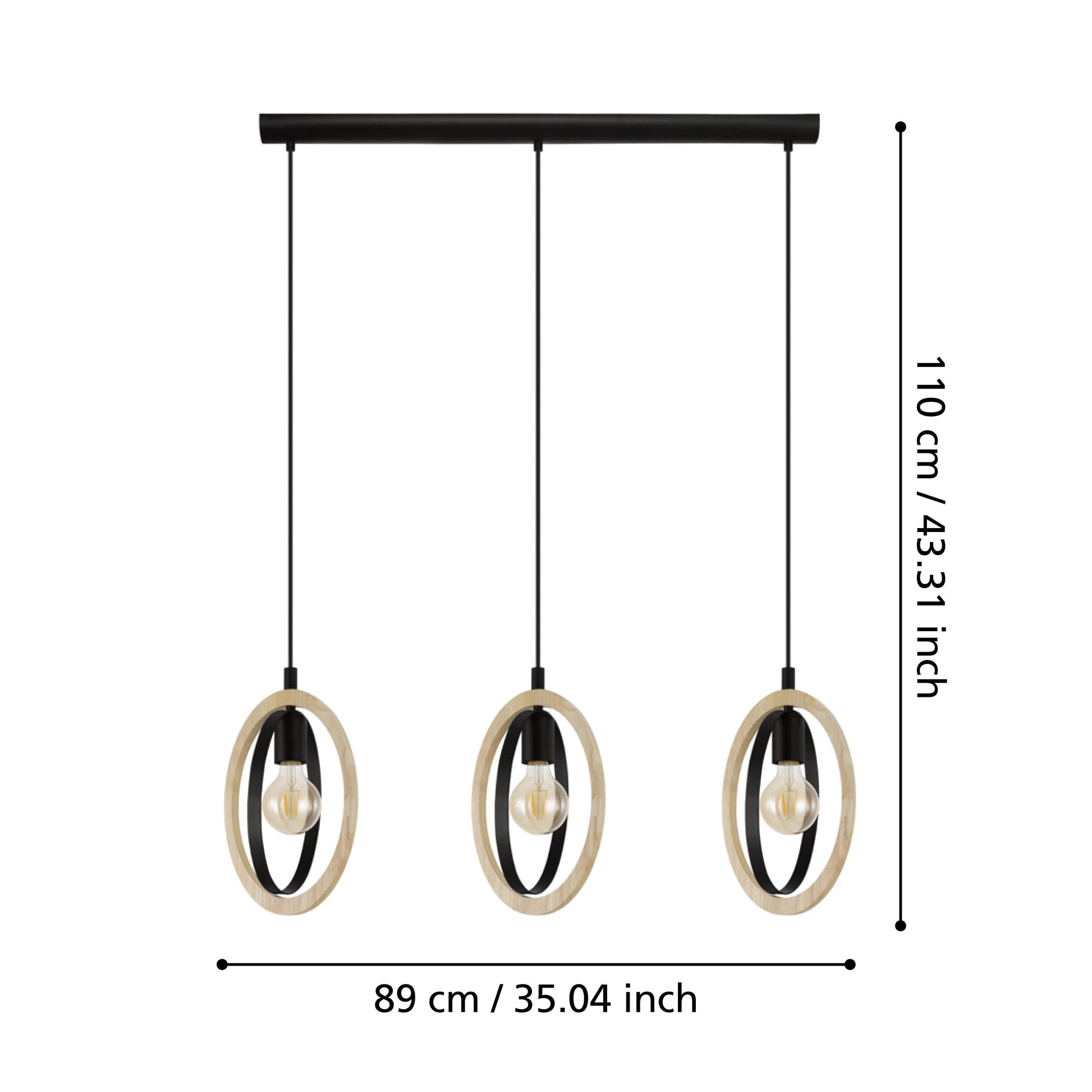 Осветително тяло висящо BASILDON Nature Black 110CM