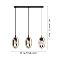 Осветително тяло висящо BASILDON Nature Black 110CM