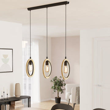 Осветително тяло висящо BASILDON Nature Black 110CM