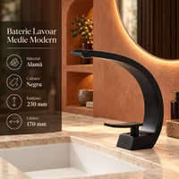 Смесител за мивка среден Modern Line Black Curve 022