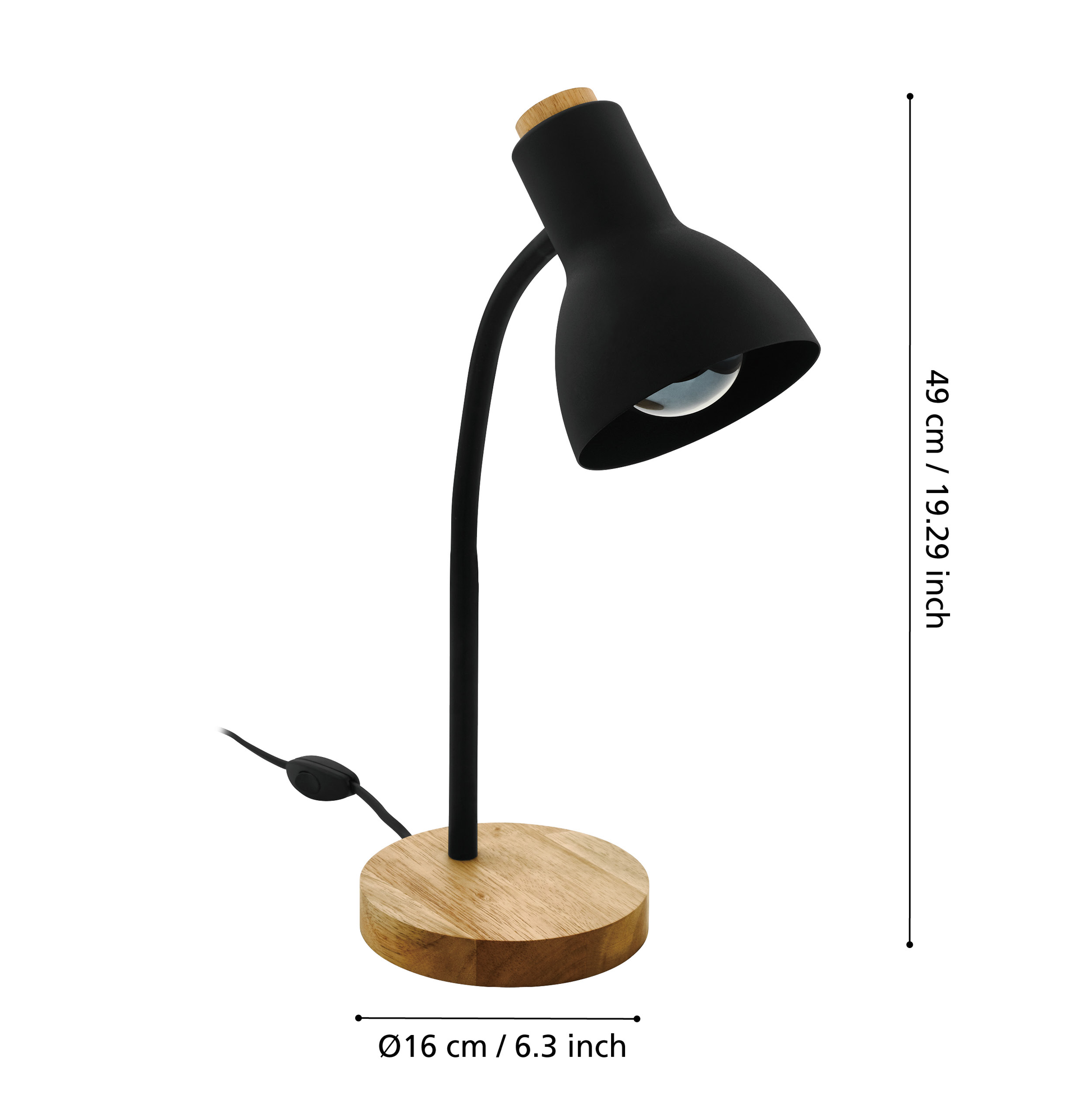 Настолна лампа VERADAL Black & Brown 49CM Eglo