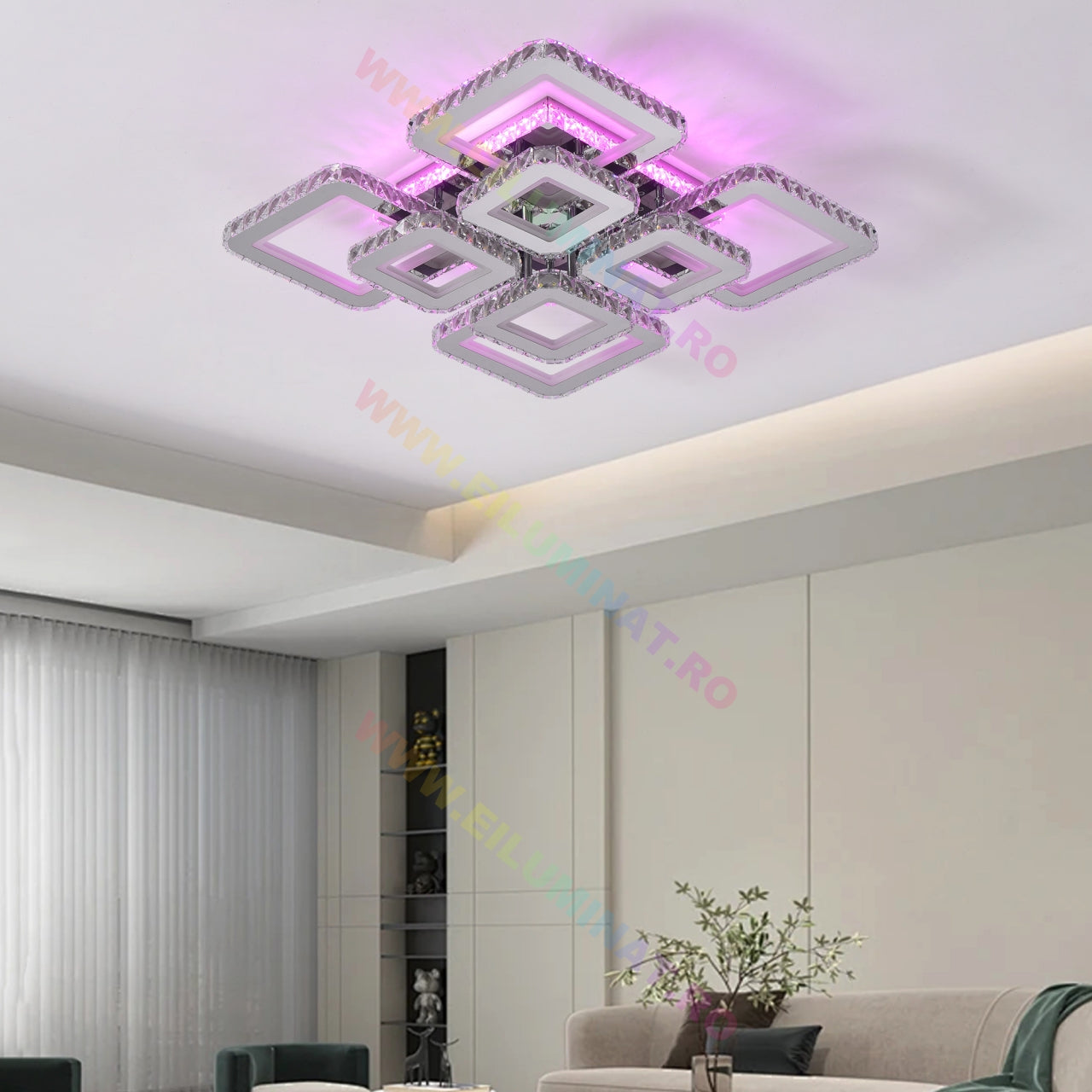 LED осветително тяло 4+4 Square Cristal Chrome Super RGB Еквивалент 1000W