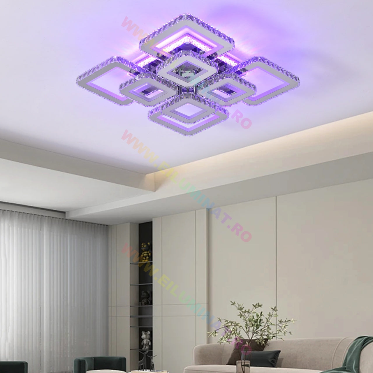 LED осветително тяло 4+4 Square Cristal Chrome Super RGB Еквивалент 1000W