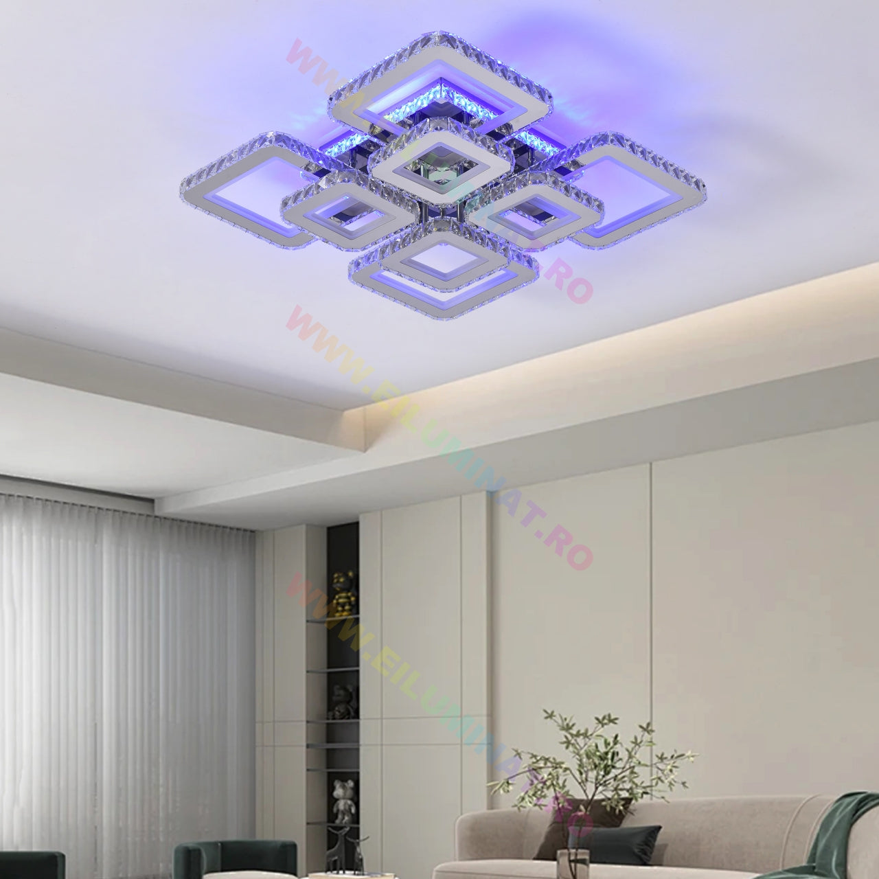 LED осветително тяло 4+4 Square Cristal Chrome Super RGB Еквивалент 1000W