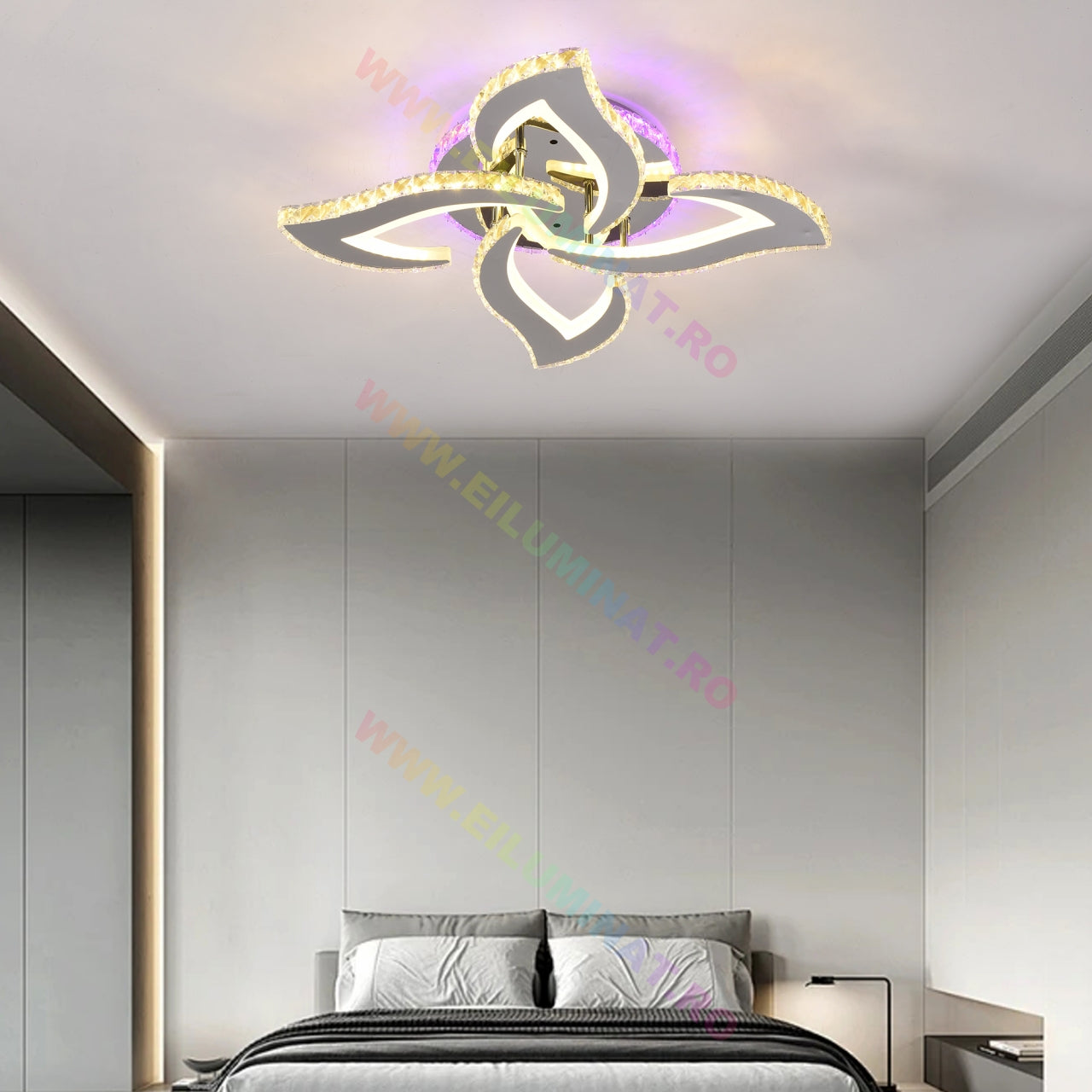 Осветително тяло LED Mini Camelia Cristal RGB с дистанционно, еквивалент 400W