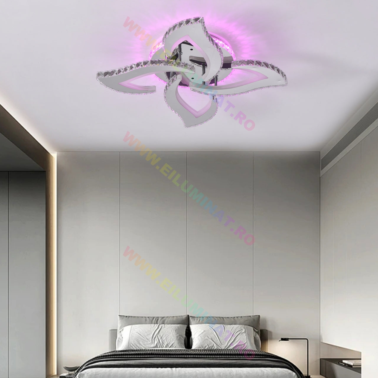 Осветително тяло LED Mini Camelia Cristal RGB с дистанционно, еквивалент 400W