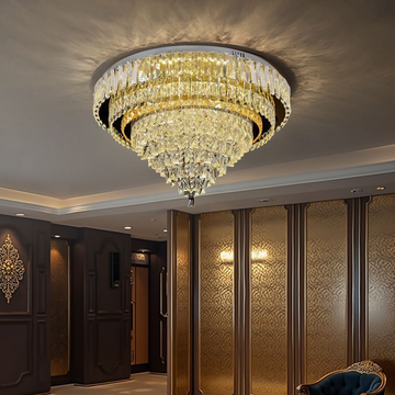 LED осветително тяло от кристал Grandisomo Luce, кръгло, с дистанционно управление, за таванен монтаж