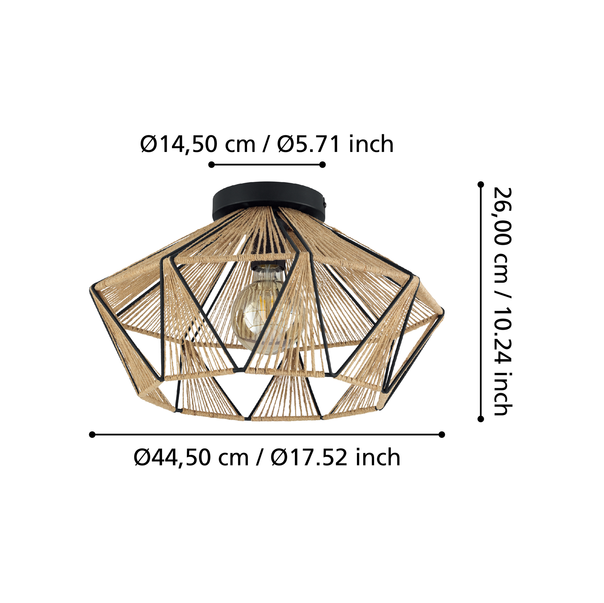 Lustra Vintage ADWICKLE Natural 44.5CM VINTAGE SI RETRO DESIGN / 44.5CM Chandeliers