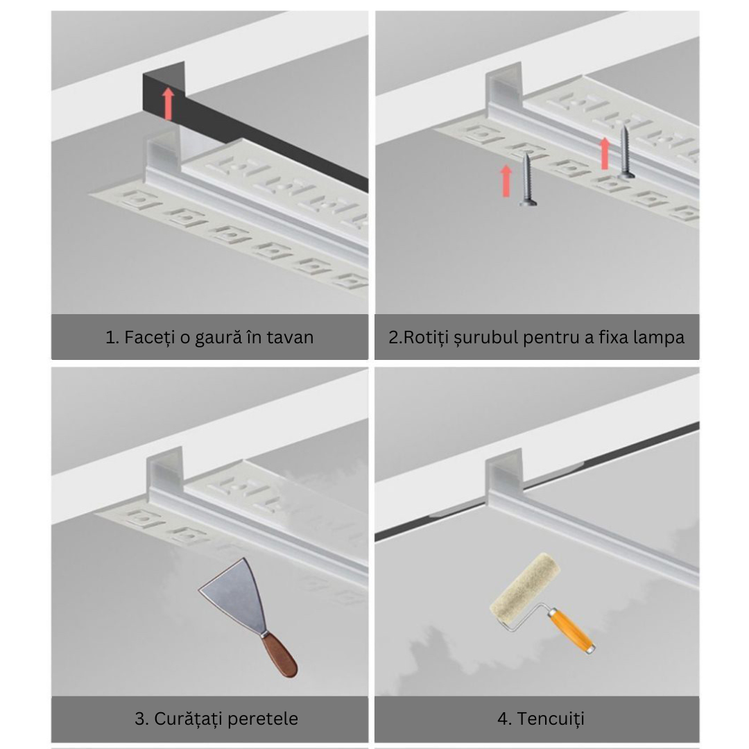 Profil LED 2 Metri Incastrat Sub Tencuiala LED Strips