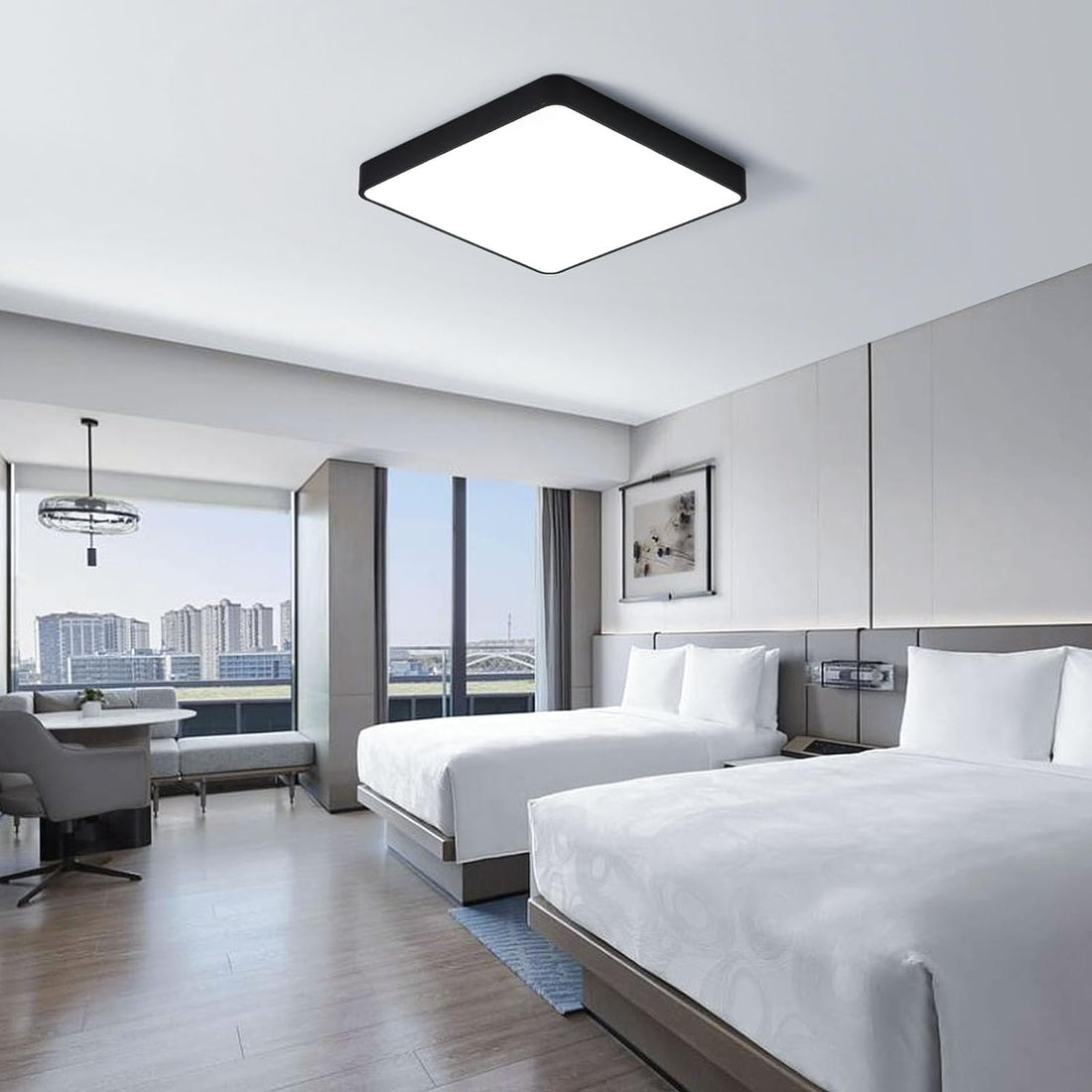Plafoniera Led 40W Ultra-Thin Black Patrata Echivalent 400W Led Ceiling Light