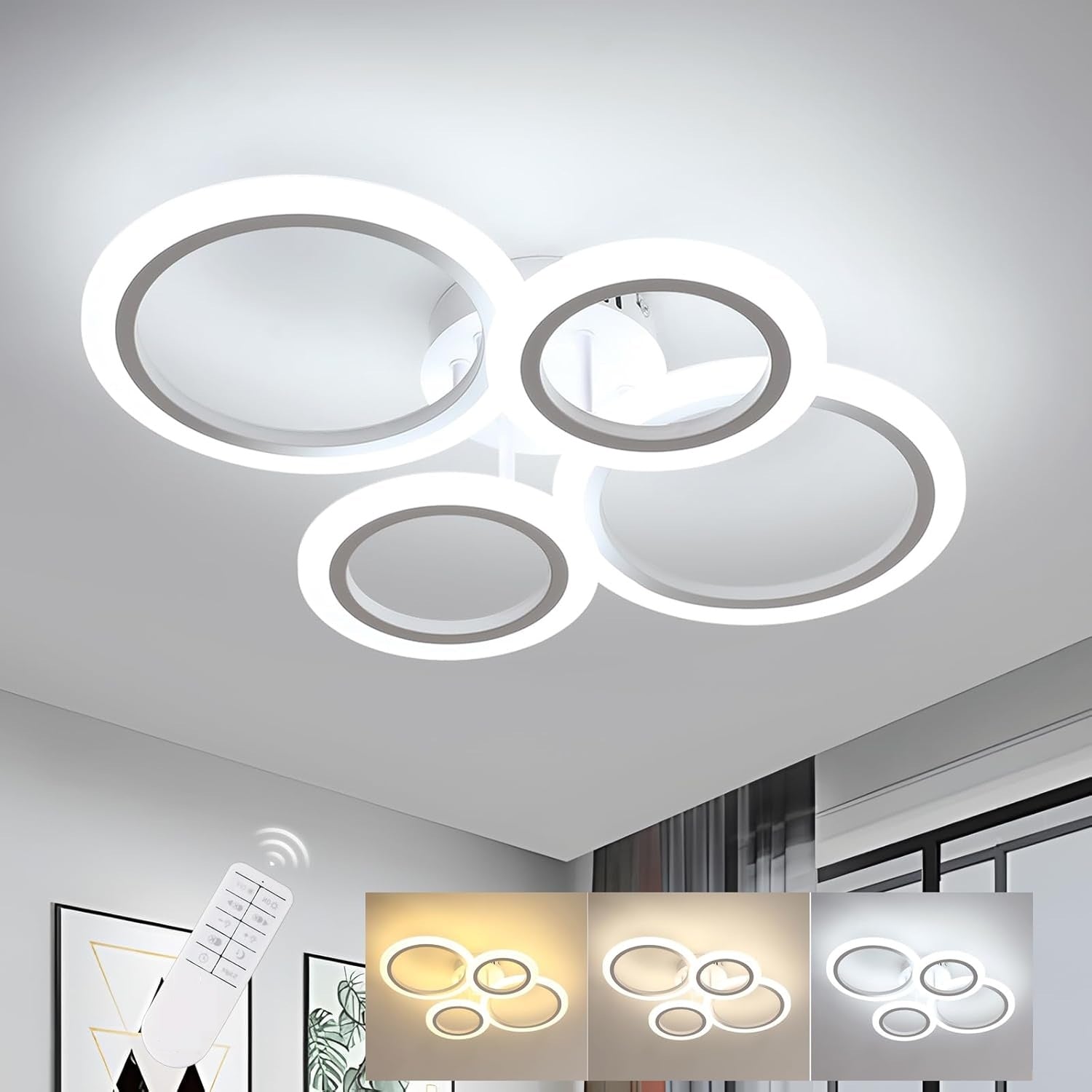 LED осветително тяло 2+2 CIRCLE Design Бяло Еквивалент 400W Дистанционно