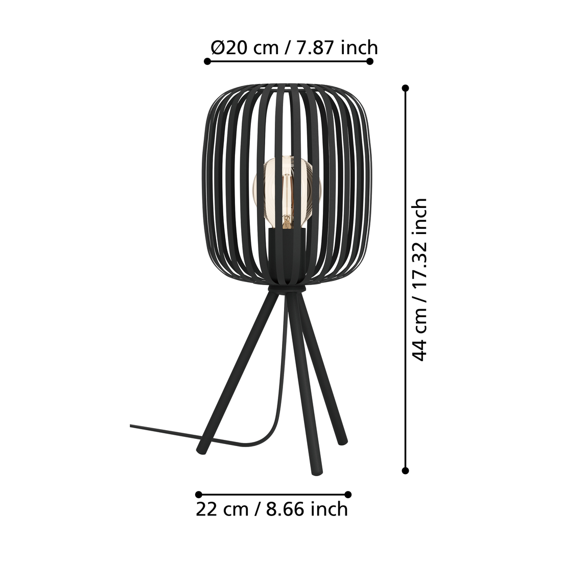 Декоративна лампа ROMAZZINA Black Ø20CM