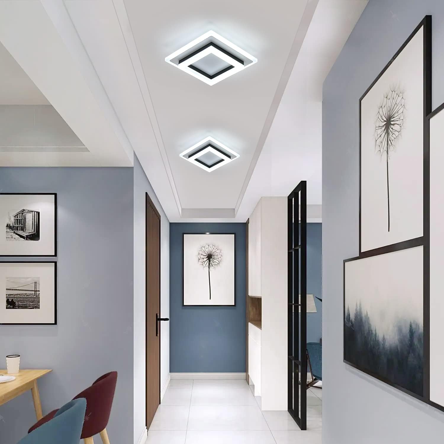 Lustra Led 64W Quadrata Black Echivalent 200W Lighting Fixtures