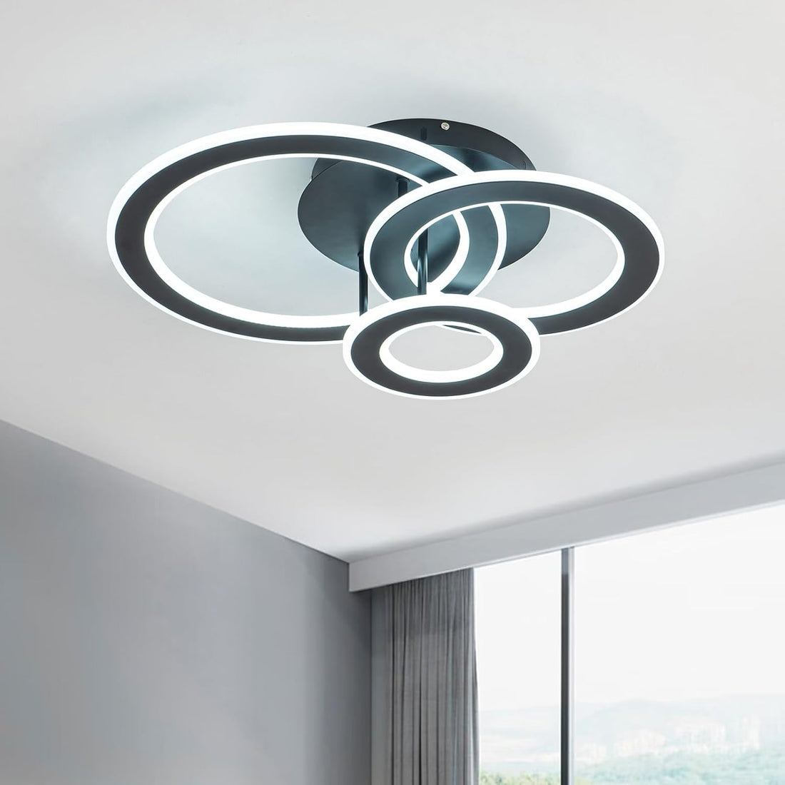 LED осветително тяло 100W RINGS BLACK Еквивалент 300W