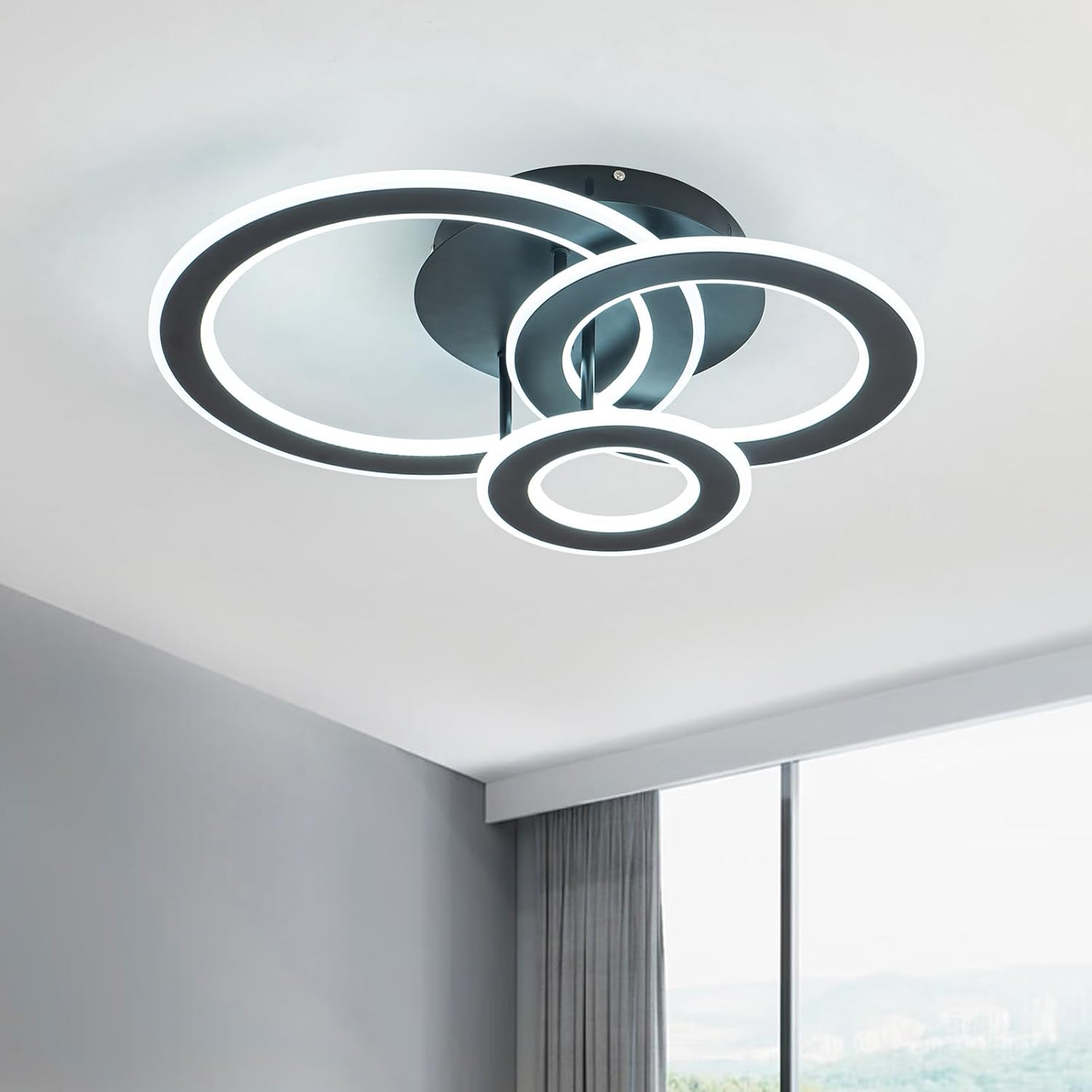 LED осветително тяло 100W RINGS BLACK Еквивалент 300W