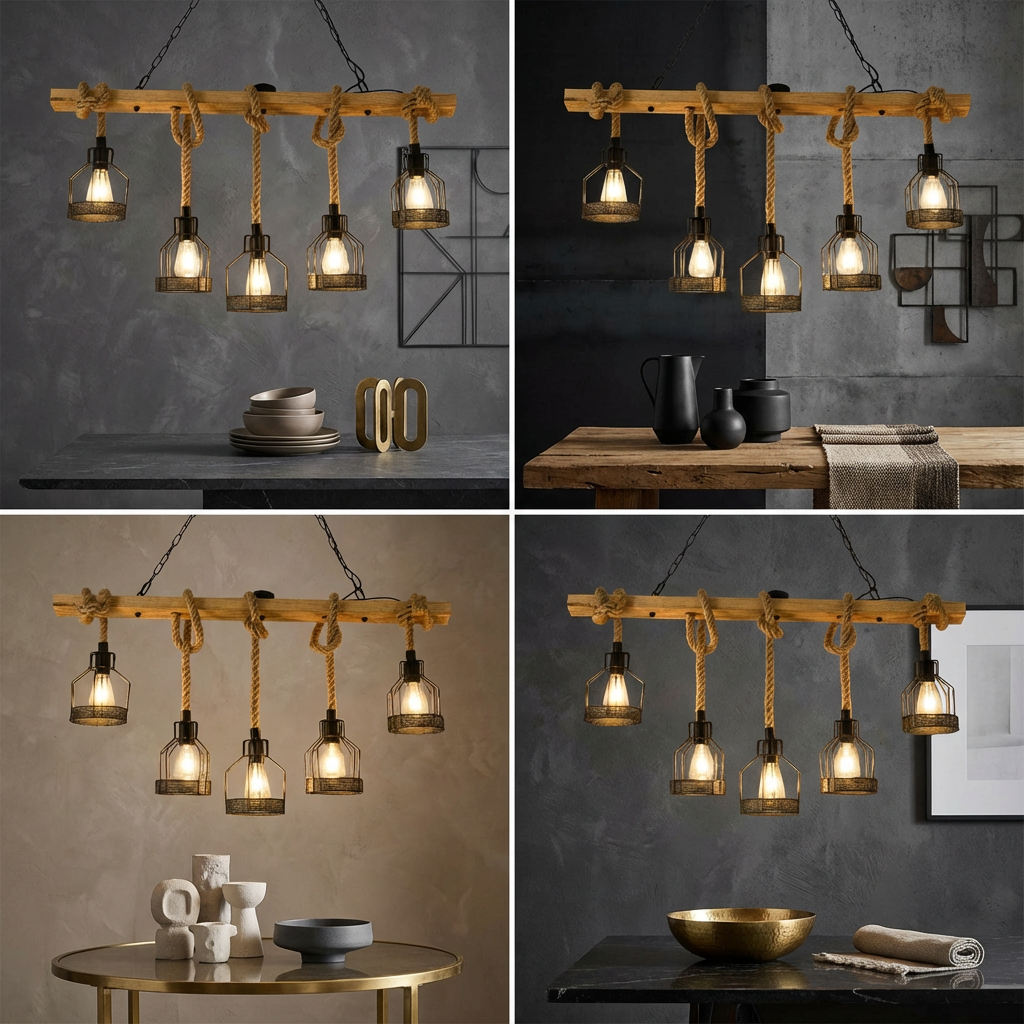 Осветително тяло Wood Design Iron Cage 5XE27