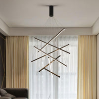 LED осветително тяло 7 Geometric BLACK Lines висящо еквивалент 800W 200CM