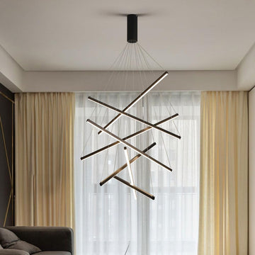LED осветително тяло 7 Geometric BLACK Lines висящо еквивалент 800W 200CM