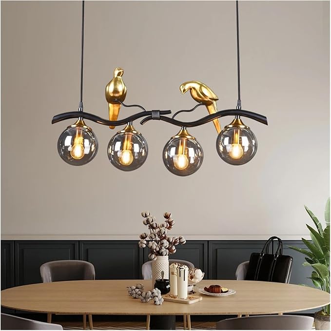 Осветително тяло Birdy BLACK & GOLD абажур опушена 4xE14