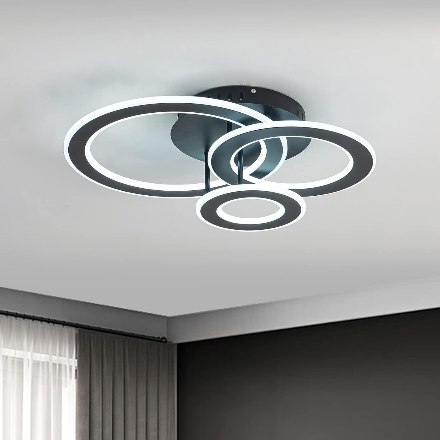 LED осветително тяло 100W RINGS BLACK Еквивалент 300W