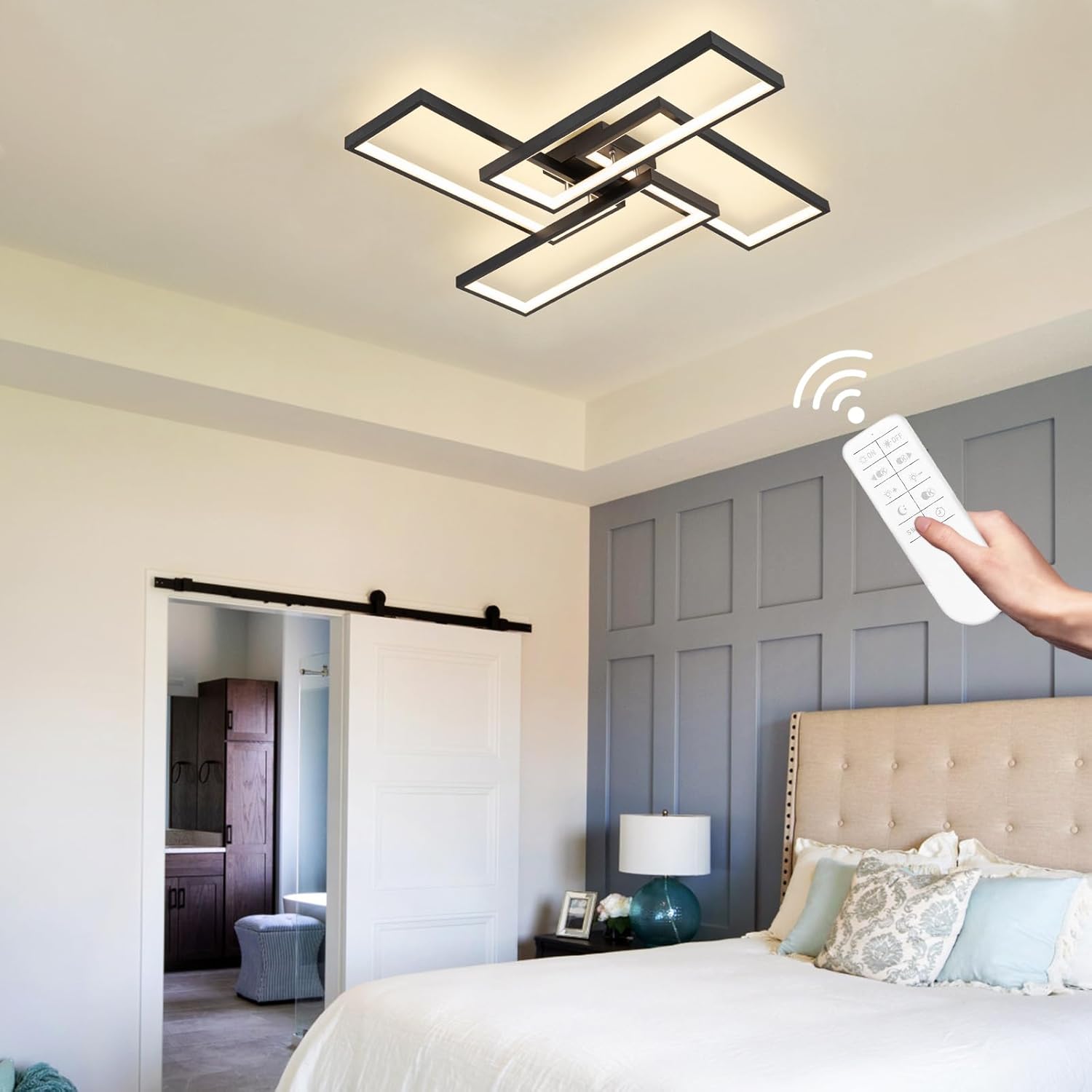 LED осветително тяло ZULE Black – еквивалент 750W с дистанционно