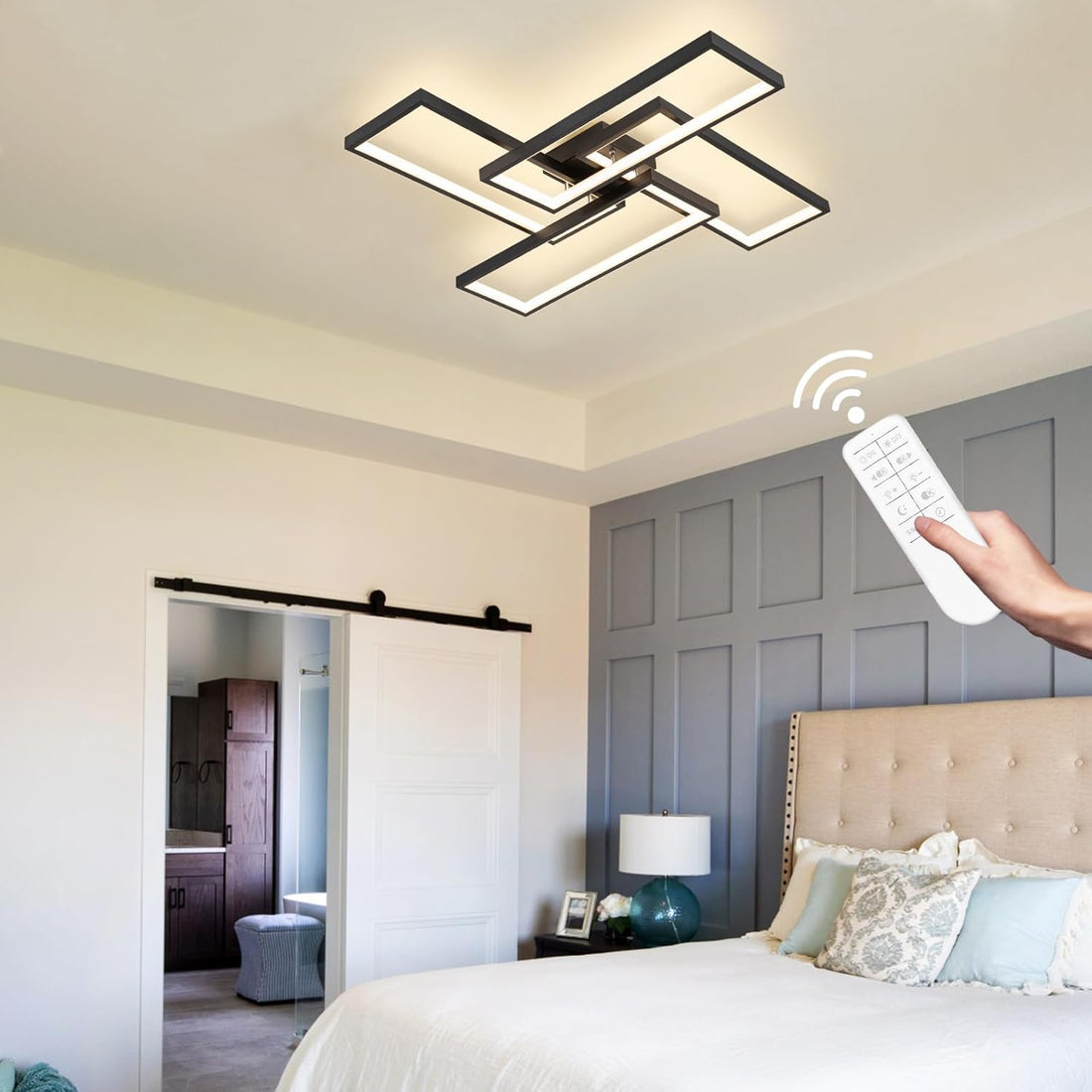 LED осветително тяло ZULE Black – еквивалент 750W с дистанционно
