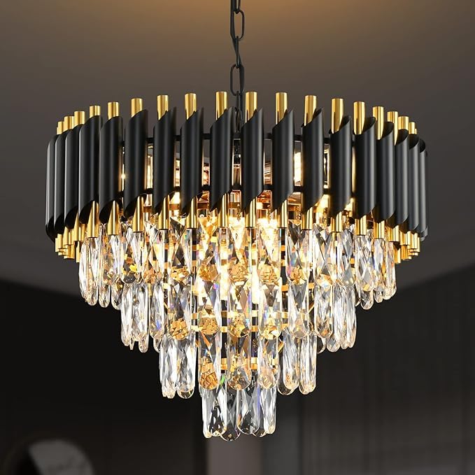 Candelabru Cristal BLACK PANTHER 400mm NEGRU + AURIU / CRISTAL / 40CM Chandeliers Crystal
