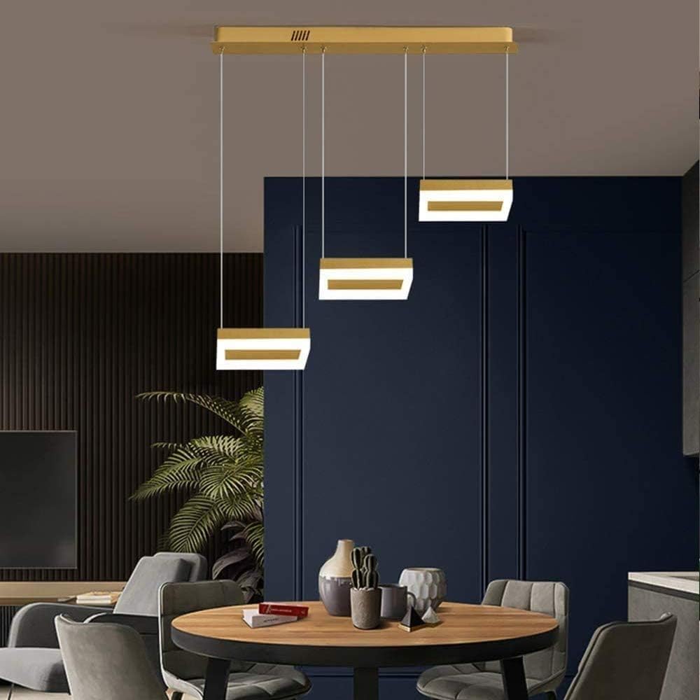 LED осветително тяло пендел Squares златист Еквивалент 400W с дистанционно