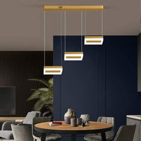 LED осветително тяло пендел Squares златист Еквивалент 400W с дистанционно