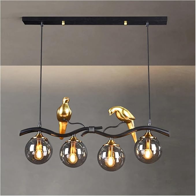 Осветително тяло Birdy BLACK & GOLD абажур опушена 4xE14