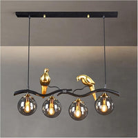 Осветително тяло Birdy BLACK & GOLD абажур опушена 4xE14