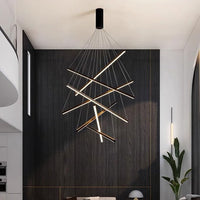 LED осветително тяло 7 Geometric BLACK Lines висящо еквивалент 800W 200CM