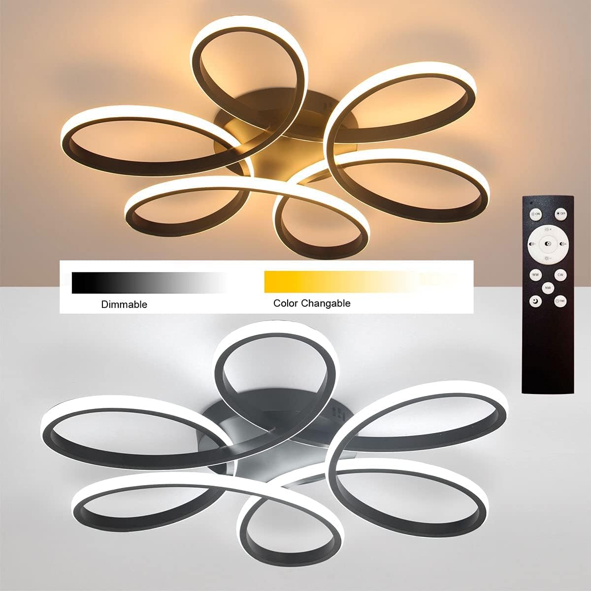 Lustra Led Daisy Black Echivalent 800W Telecomanda Lighting Fixtures
