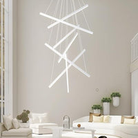 LED осветително тяло 7 Geometric WHITE Lines висящо, еквивалент 800W 200CM