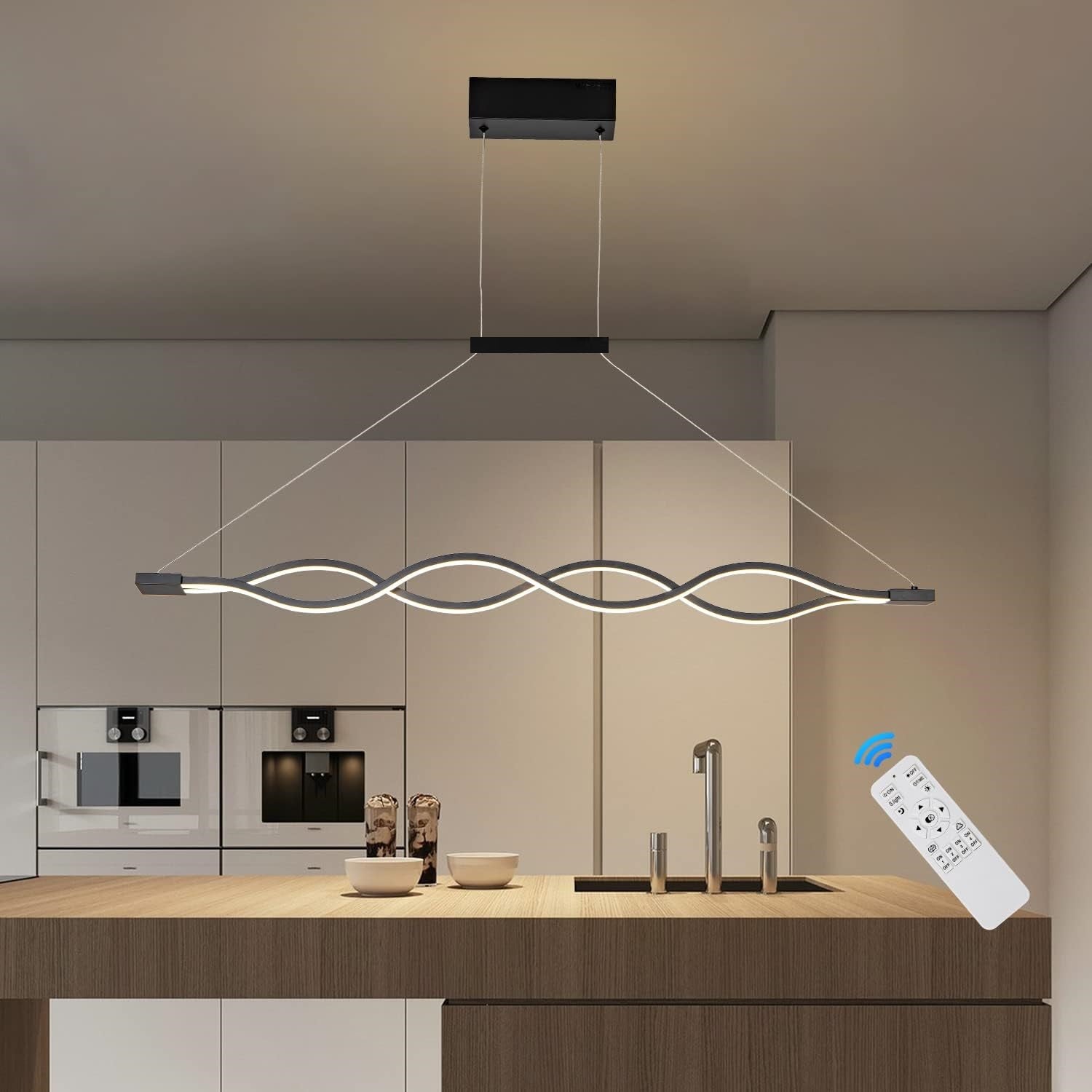 LED осветително тяло Waves Black еквивалент 800W с дистанционно