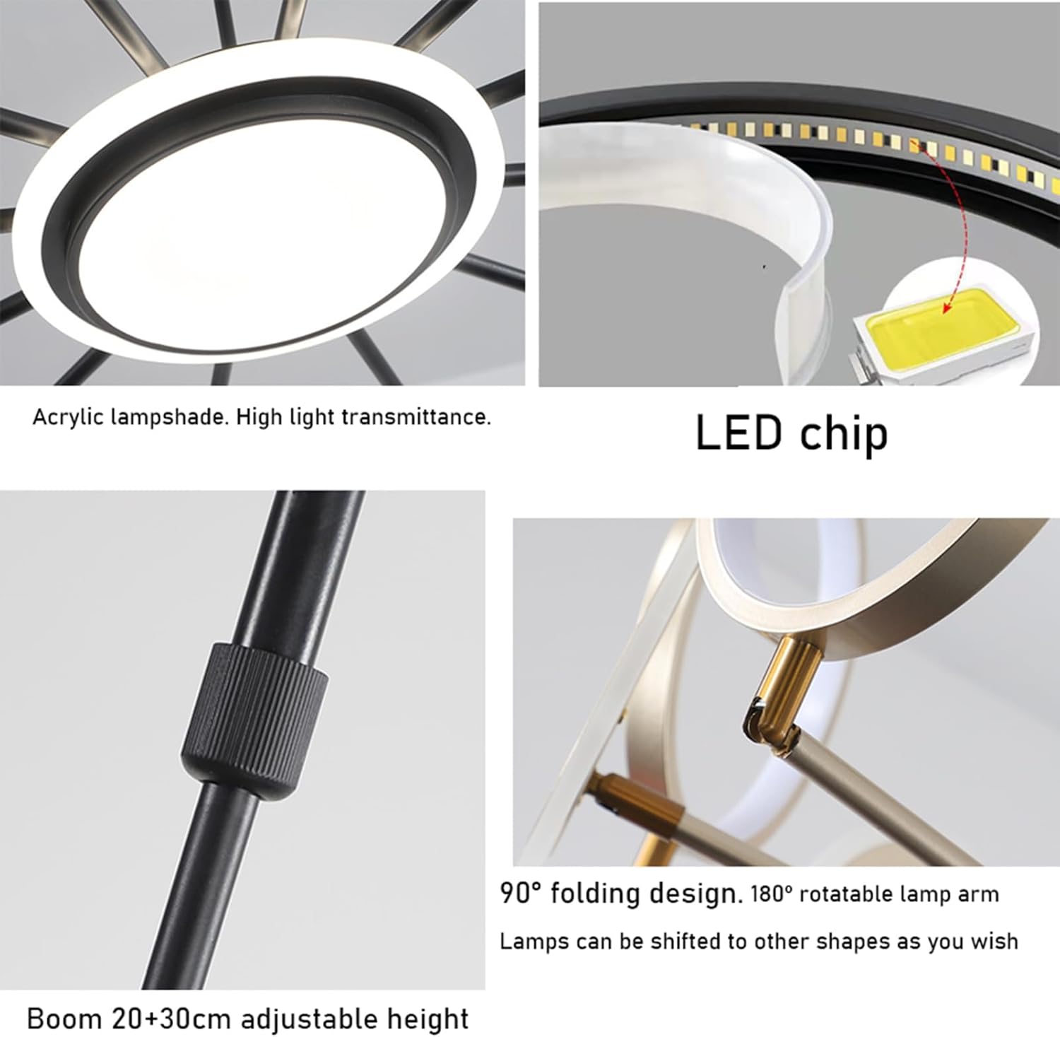 LED осветително тяло Gambit Black 3+3+1 Регулируеми рамена Еквивалент 500W Дистанционно управление