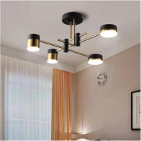 Lustra LED RAVENNA 2 + 2 Echivalent 300W Telecomanda NEGRU + AURIU / MINIMALIST DESIGN / 76CM Lighting Fixtures