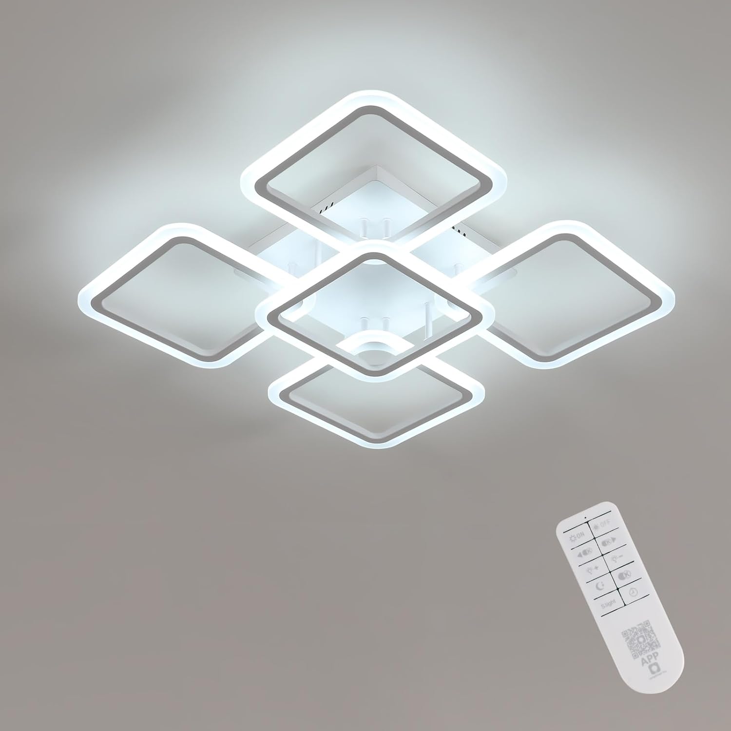 LED Осветително тяло 4+1 Big SQUARE White 60CM Еквивалент 850W с дистанционно