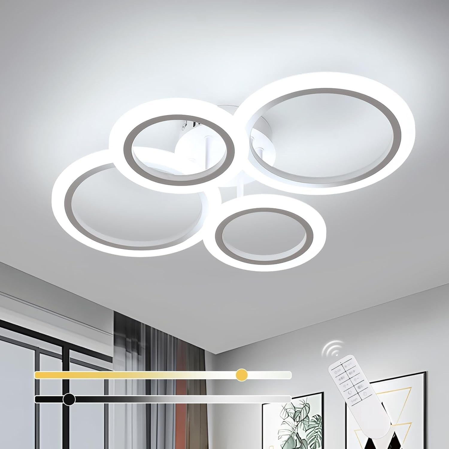 LED осветително тяло 2+2 CIRCLE Design Бяло Еквивалент 400W Дистанционно