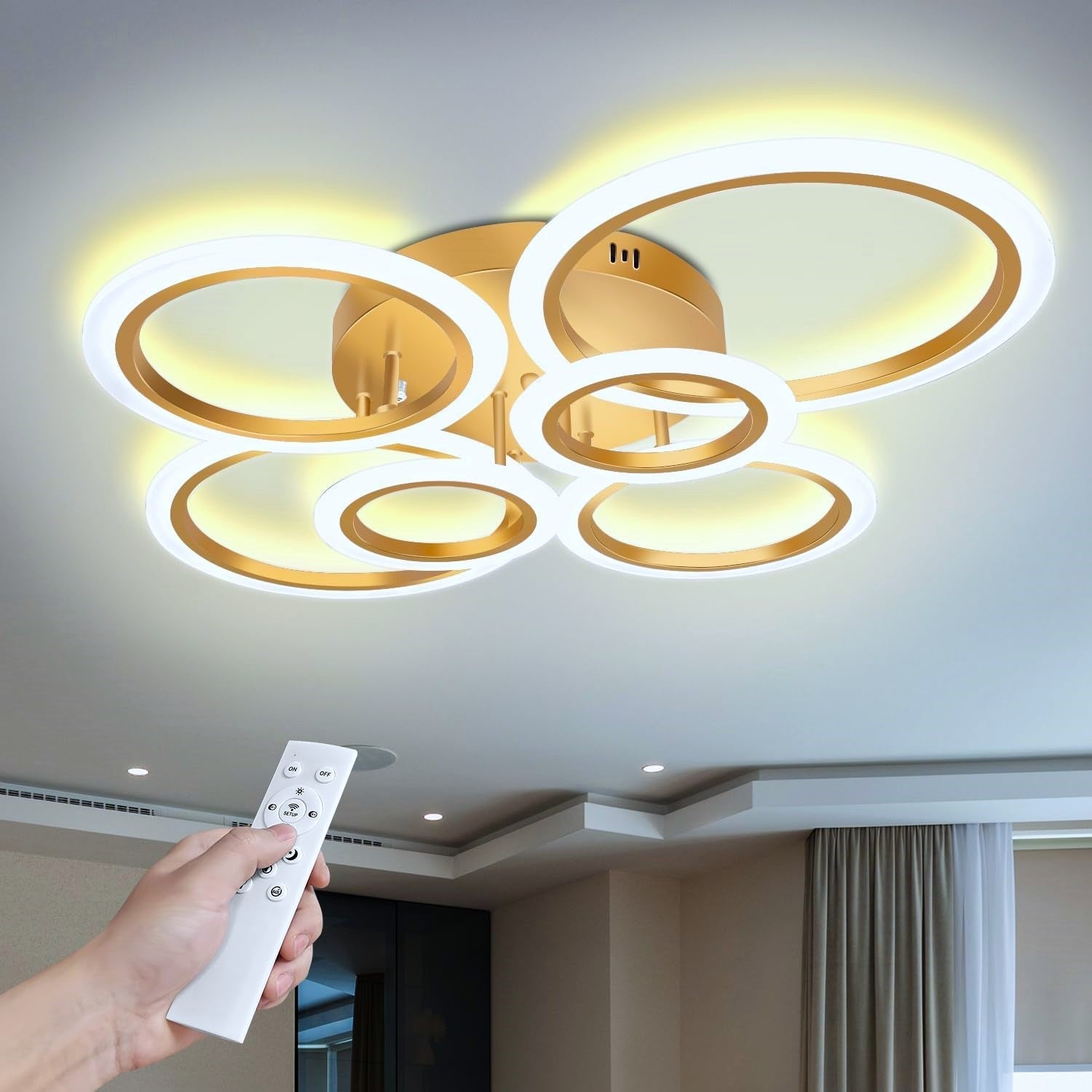 LED осветително тяло 4+2 CIRCLE MAXI GOLD Еквивалент 600W Дистанционно управление