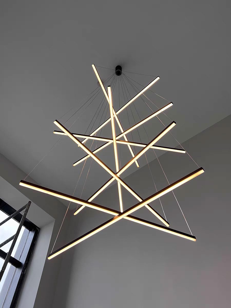 LED осветително тяло 9 Geometric BLACK Lines висящо еквивалент 1200W 300CM